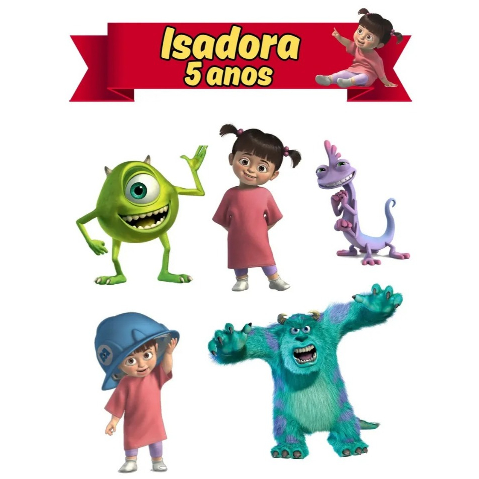 Topo De Bolo Tema Boo Monstros SA Personalizado Decoração Para Mesversários E Aniversários