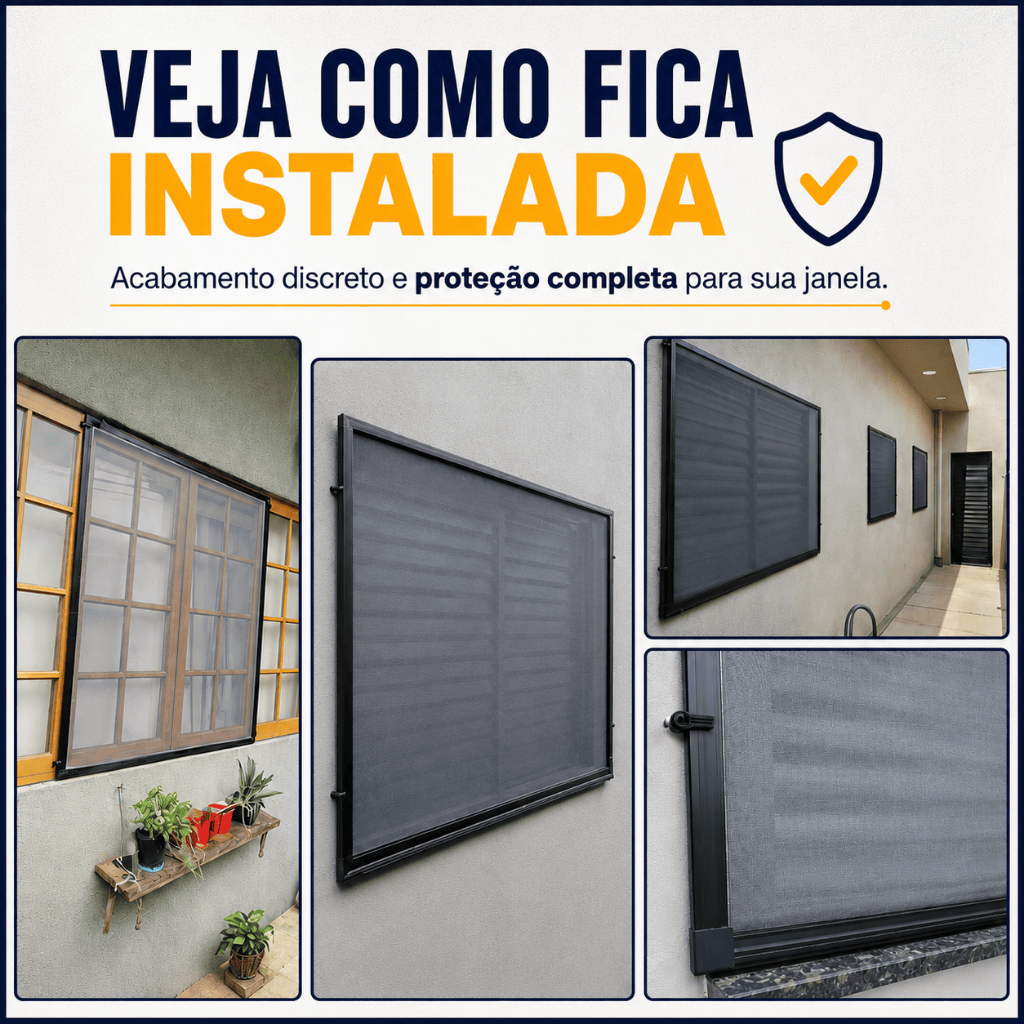 Tela mosquiteira mosquiteiro removível (várias medidas) perfil alumínio Preto
