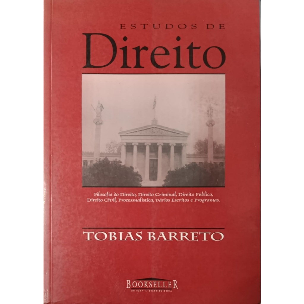 Livro Estudos de Direito 1ª Edição 2000 Tobias Barreto Editora Bookseller DI0060