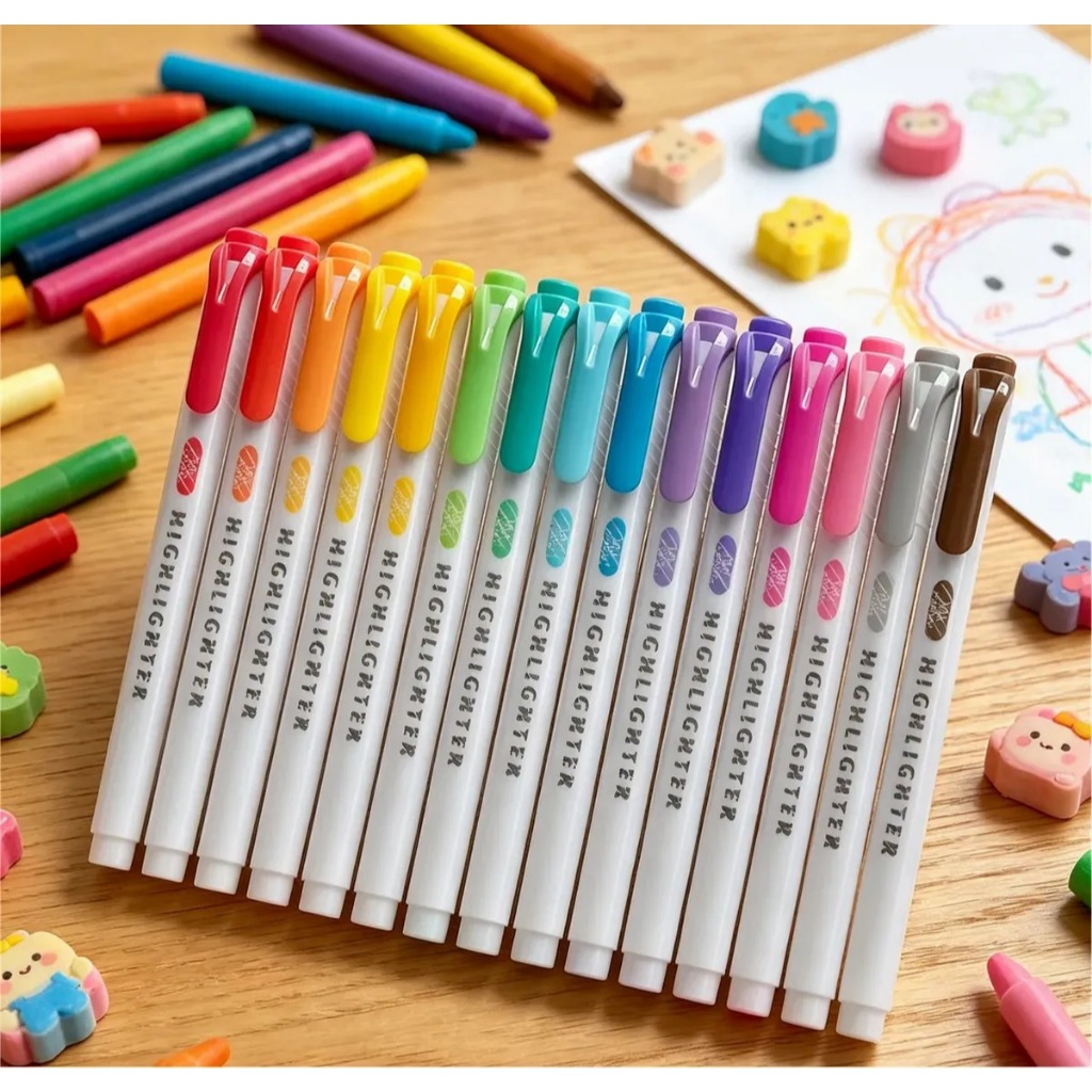 Kit 15/20/25 Marca Texto Highlighter Fluorescente Colorido Escola Faculdade Escritório e Organização