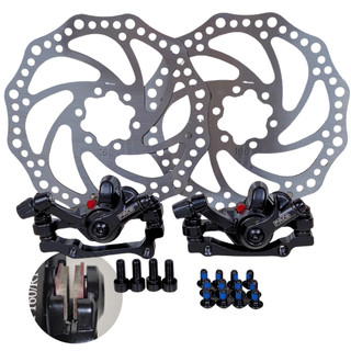 Kit Freio Disco Mecânico Disco 160mm Pinca Alumínio Mtb Paco