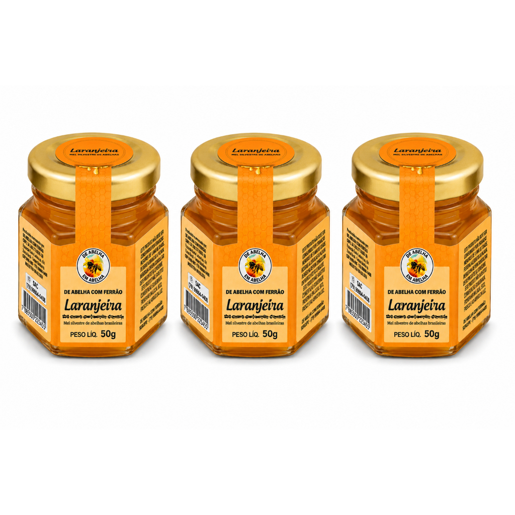 Mel Florada Laranjeira 50g Ouro Líquido 3un De Abelha Em Abelha