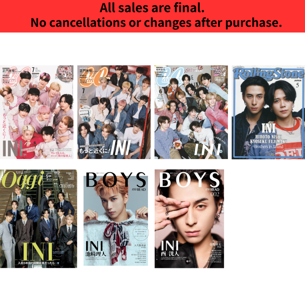 Brand-New INI Japan Magazine Select CanCam Rolling Stone Japan Oggi BOYS AND READ Special Edition Type A Type B RIHITO IKEZAKI HIROTO NISHI Japanese Fashion Music Idol Magazine