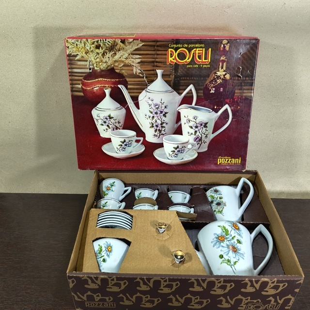 Jogo Café Porcelana Pozzani Vintage Caixa Completo Raridade