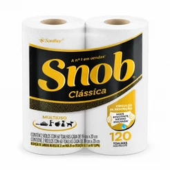 Papel Toalha Snob Clássica 120 Folhas 2 Rolos Alta Absorção Multiuso Super Resistente