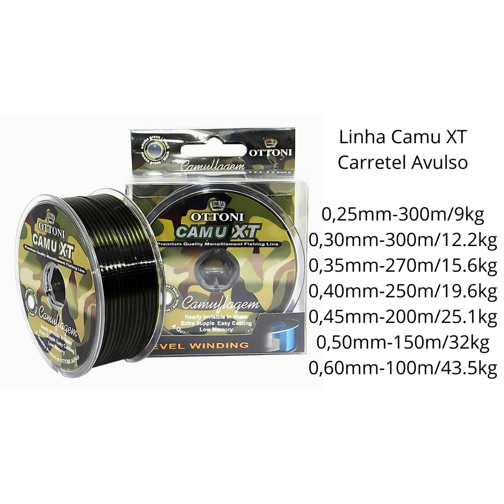 Linha Camu XT Monofilamento Camuflagem Carretel Grande Ottoni