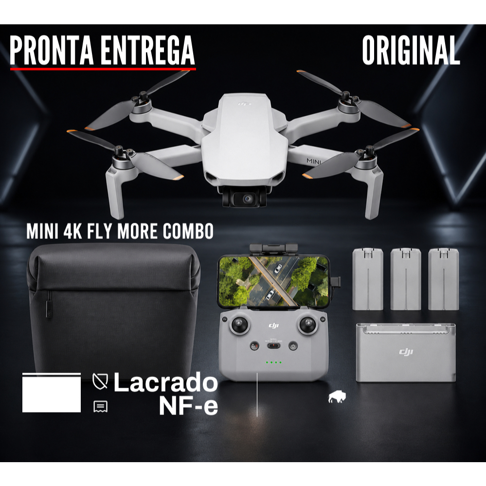 Drone DJI Mini 4K Fly More Combo (controle RC + 3 baterias + Case) Lacrado com NF