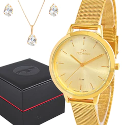 Relógio Feminino Technos Dourado Prova Dágua Top Original