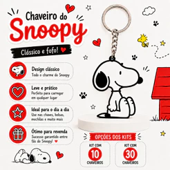 Kit Snoopy Chaveiro 3D 10 30 Peças Ideal Para Revenda Presente Lembrança Personalizada