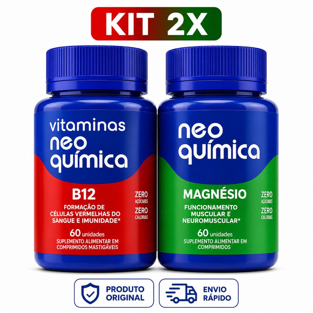 Kit Neo Química Magnésio 60 Comprimidos + Vitamina B12 60 Comprimidos Original