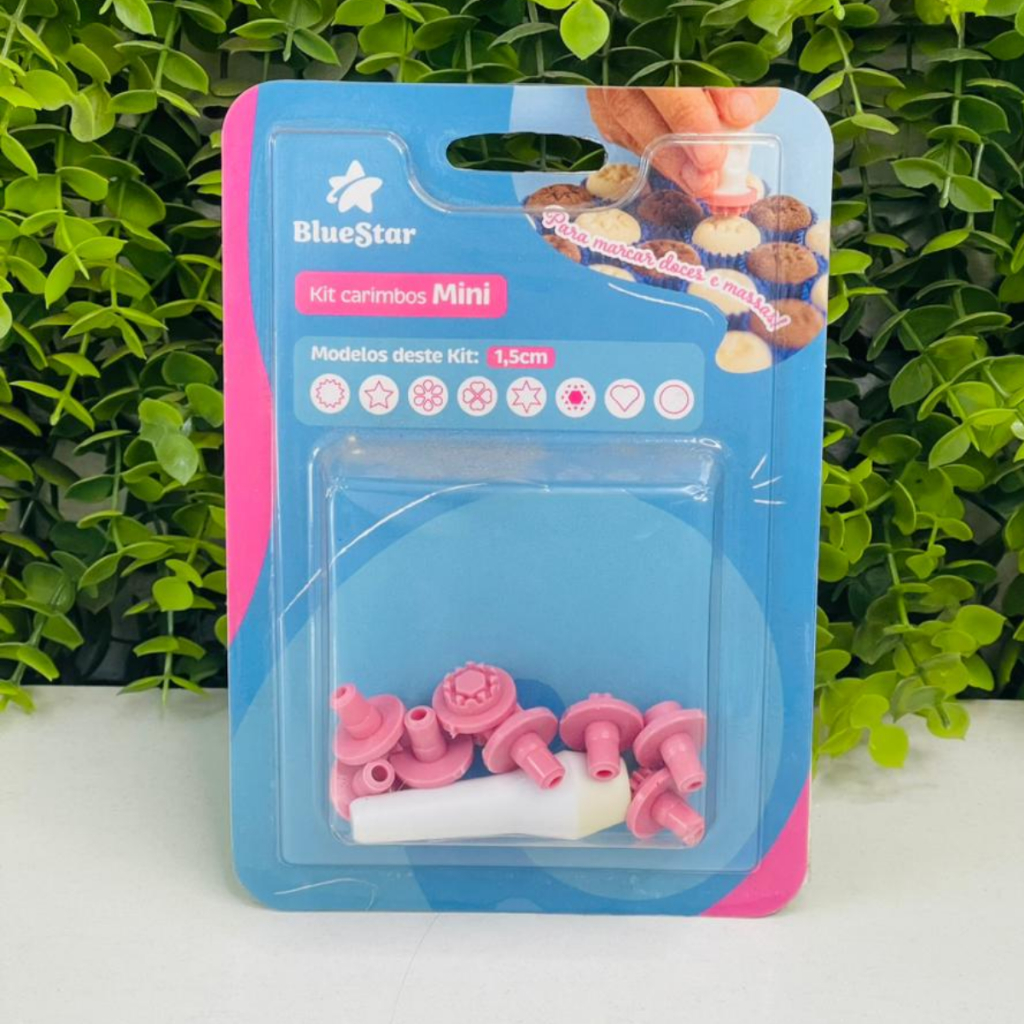 Kit Carimbos Mini Rosa 1,5cm Marcador De Doces Biscuit Modelos Diversos Festa Lembrancinha Blue Star
