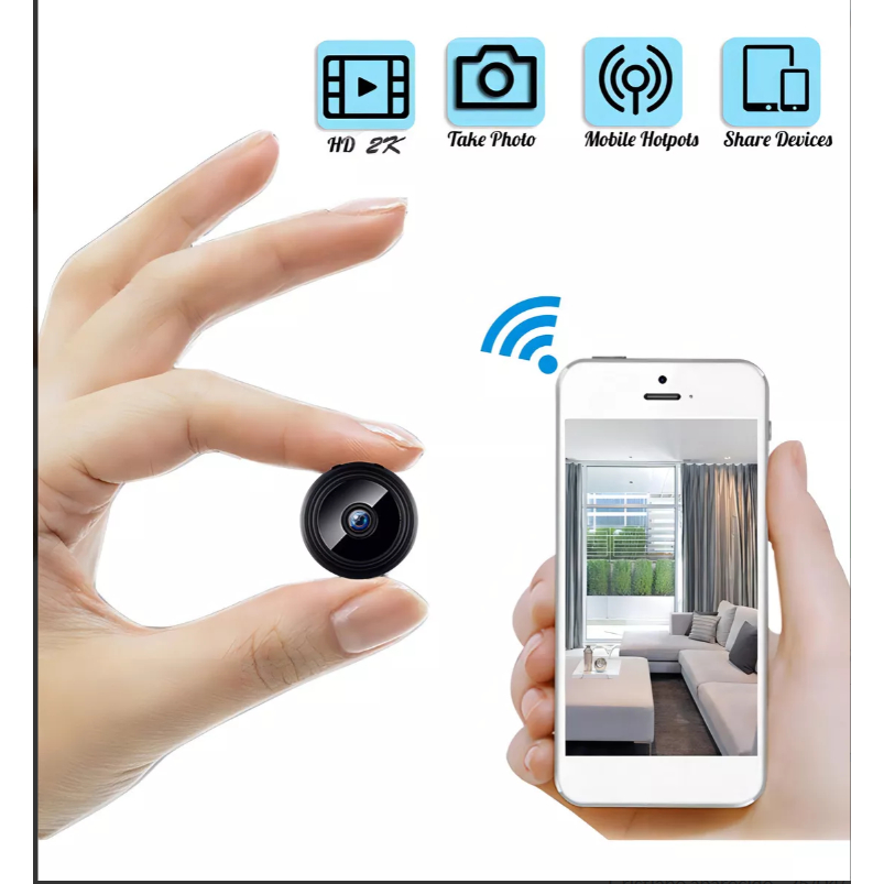 Mini Câmera WiFi A9 HD com Sensor de Movimento e Monitoramento Remoto 24h