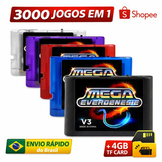 Everdrive MEGA DRIVE e SEGA GENESIS Retro Gamer – Cartucho Multijogos 3000 em 1 V3 V1 com cartão SD
