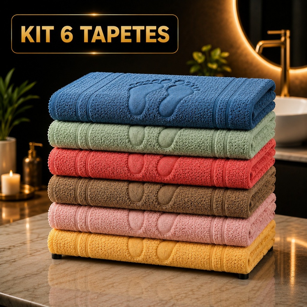 Kit 6 Tapete Piso Premium Toalhinha Para Banheiro Pezinho