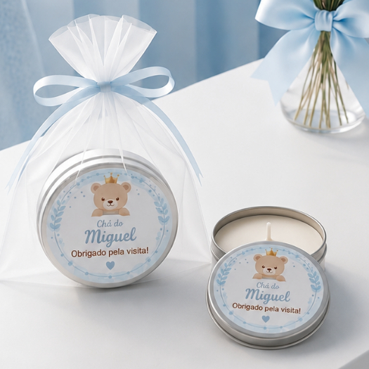 Kit Vela Aromática Personalizada Mensagem Secreta Lembrancinhas Chá revelação Aniversário