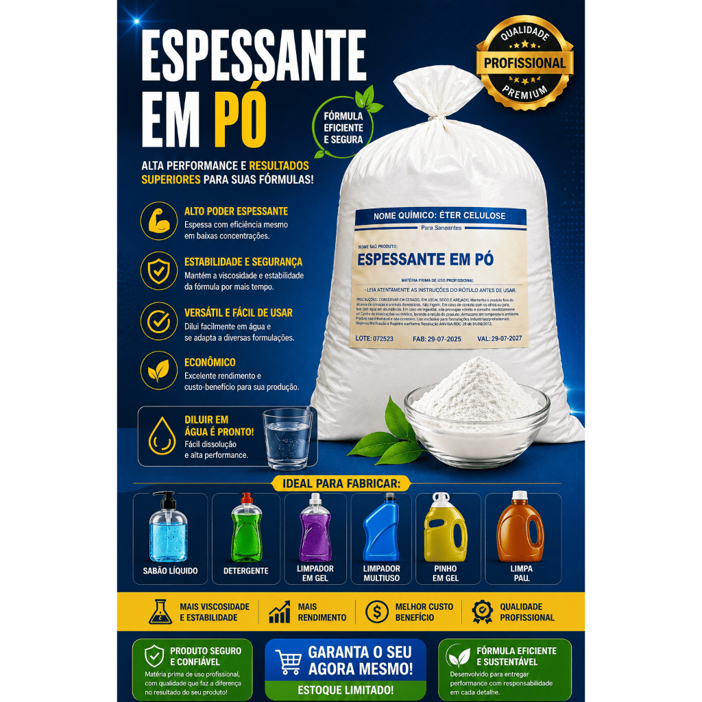 1kg Espessante Para Saneantes, sabao, detergente, desinfetante uso profissional