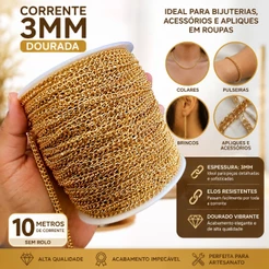 10 Metros Corrente Dourada 3mm Bijuteria Artesanato