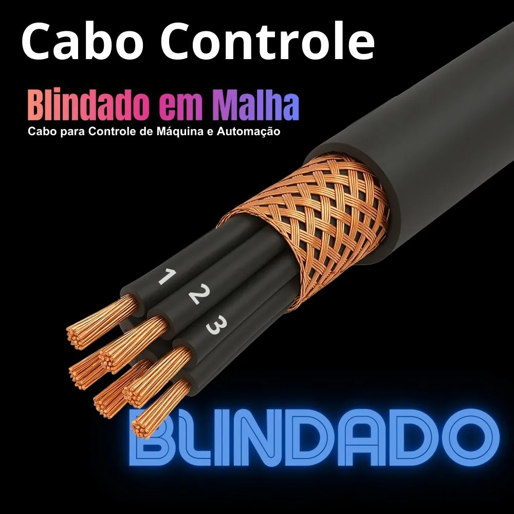 Cabo Controle 12X1,50MM² Blindado em Malha 1kV Vias Preta 10 METROS