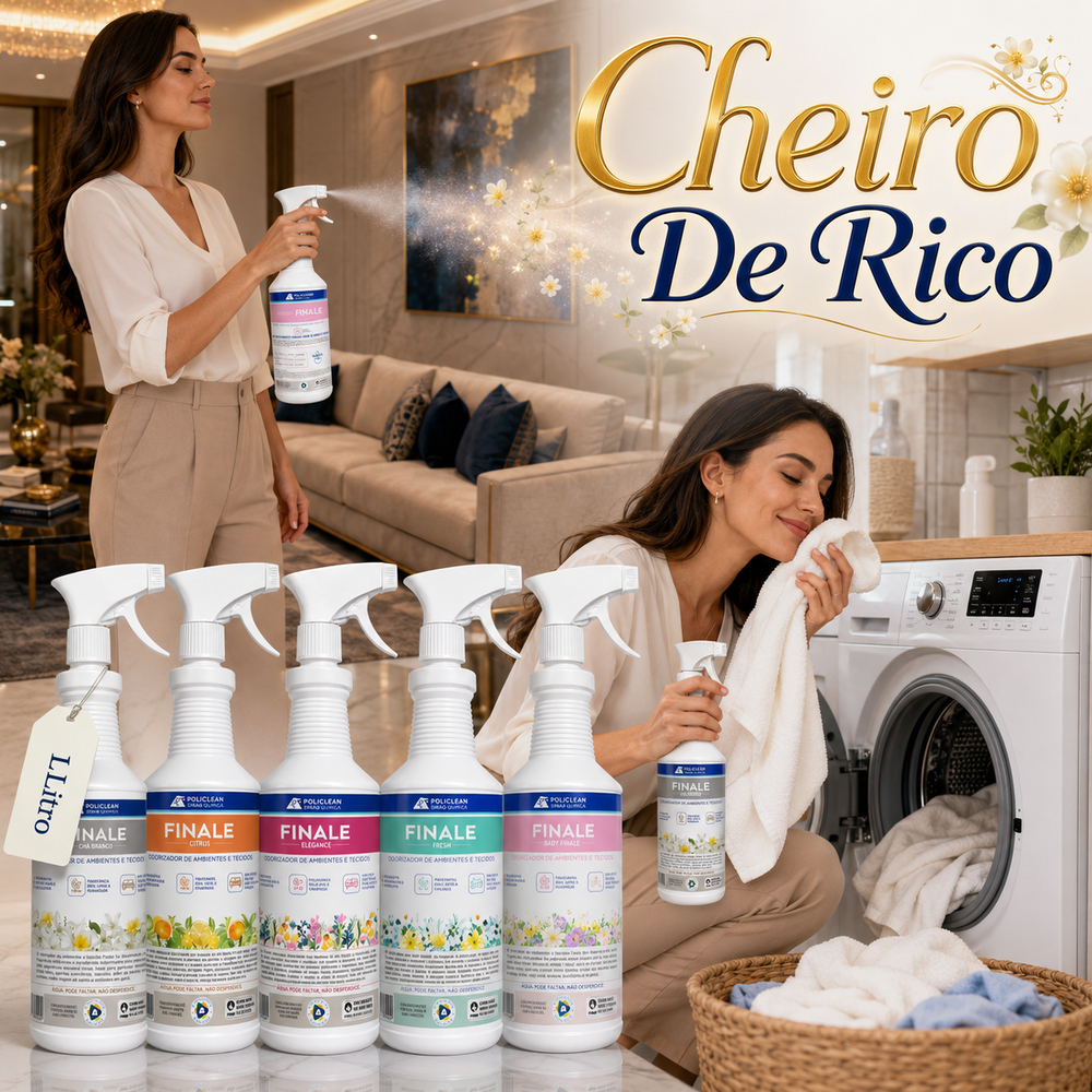 Oirad Finale Cheiro de Rico Finalizador Aromatizante Odorizador para tecidos e estofados ambientes 1L e 500ML Policlean