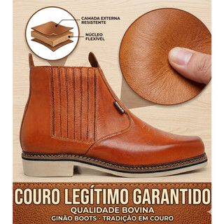 Botina Texana Bota Masculina em Couro Leve e Macia Com Solado Macio Envio Imediato Rodeio Calvada