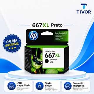 Cartucho HP 667XL Preto Original E Lacrado Compatível Para Impressoras