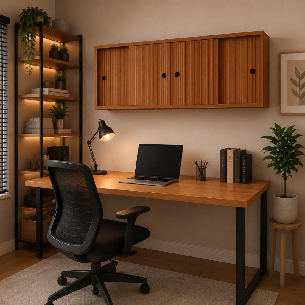 Armário Suspenso Grande para Escritório Minimalista Estrutura Modular Arquivos Internos Suporte Deslizável para Rotina