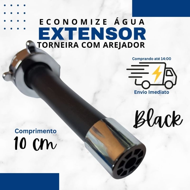 Extensor de Torneira Bico com Arejador Jato Vip para Torneira de Tanque Preto
