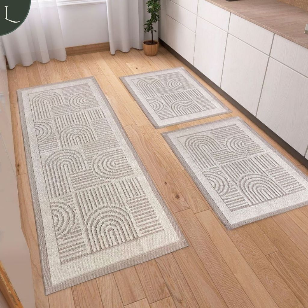 Jogo Tapetes e Passadeira Para Cozinha Kit 3 Peças Linea Luxo em Tear