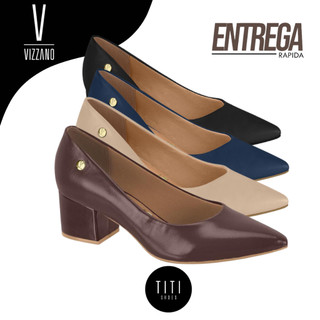 Scarpin Feminino Vizzano Original | Salto Bloco 5 cm   Solado Flexível Conforto Premium