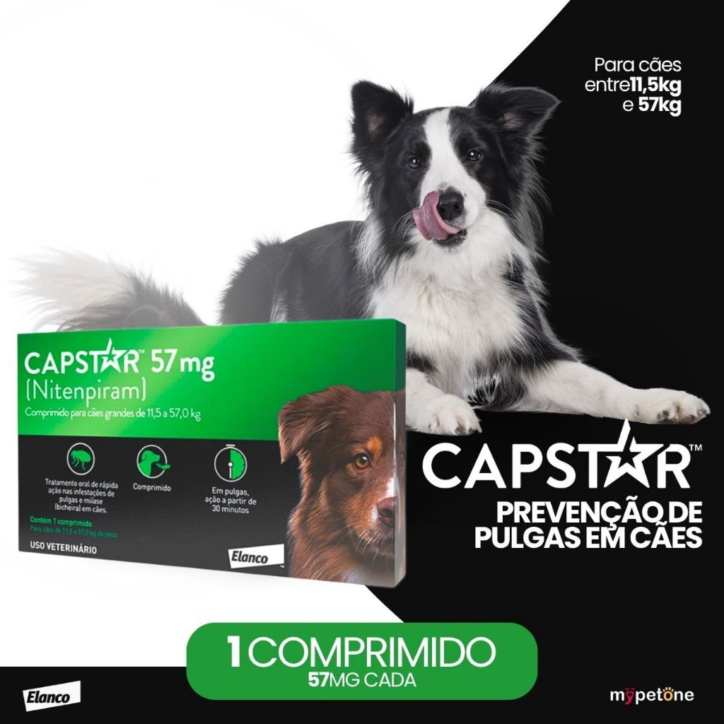 Kit 3 Antipulgas Elanco Capstar 57 mg para Cães acima de 11,4 Kg até 57 Kg - 1 Comprimido — imagem 2 de 2