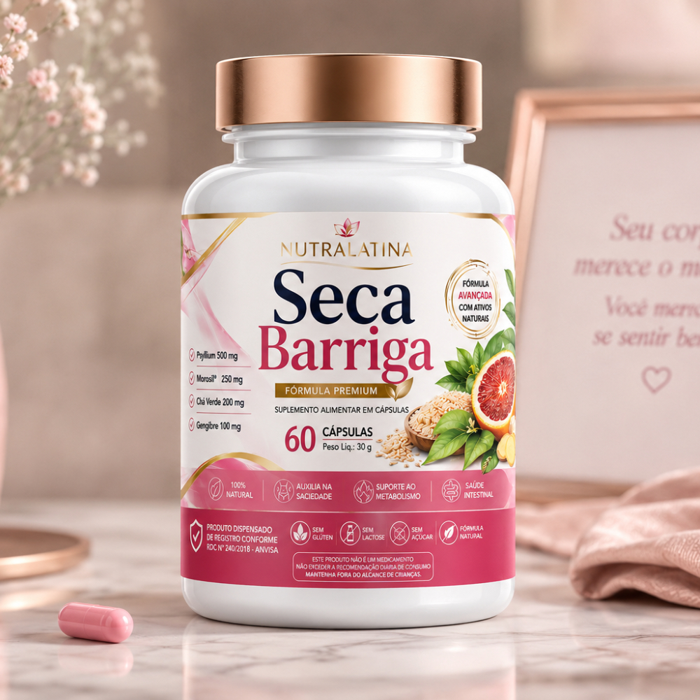Seca Barriga Nutralatina 60 Cápsulas | Psyllium, Morosil, Chá Verde e Gengibre | Bem-Estar Diário