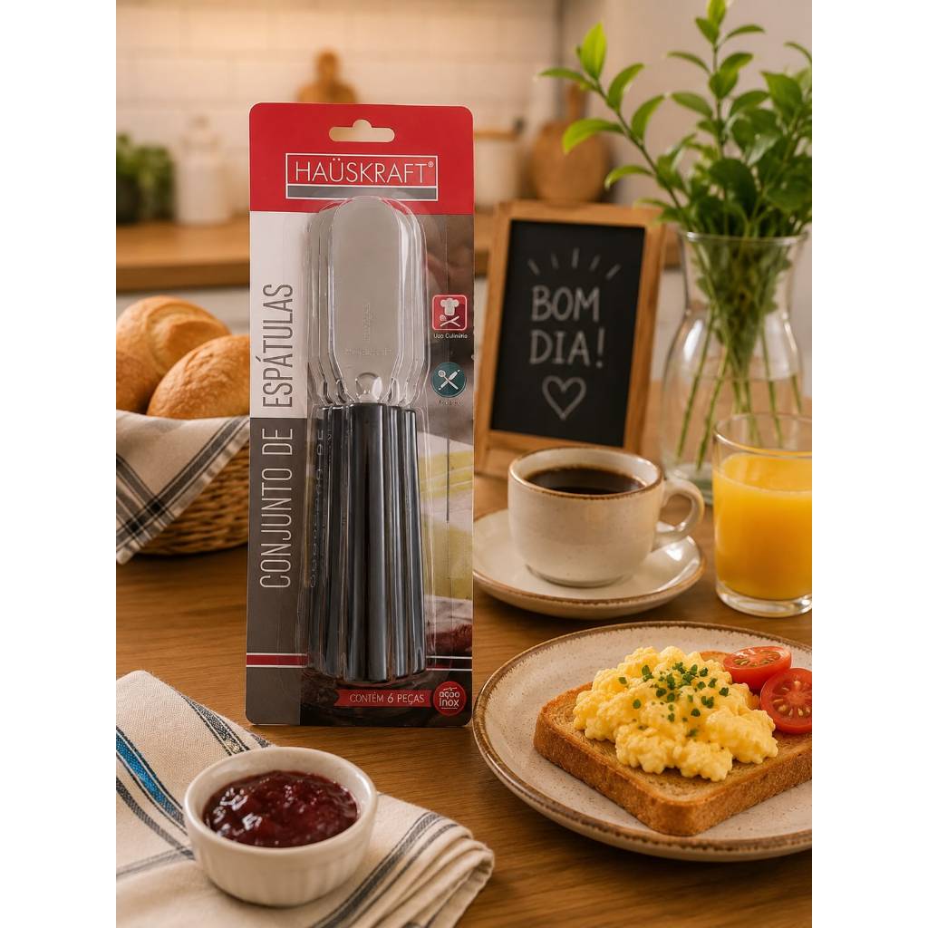 KIT ESPÁTULAS PARA PATÊS, GELÉIAS, MANTEIGA E PETISCOS CONJUNTO 6 PEÇAS