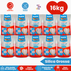 Kit 10 Areia Sílica Grossa Great Pets para Gatos - 1,6 Kg