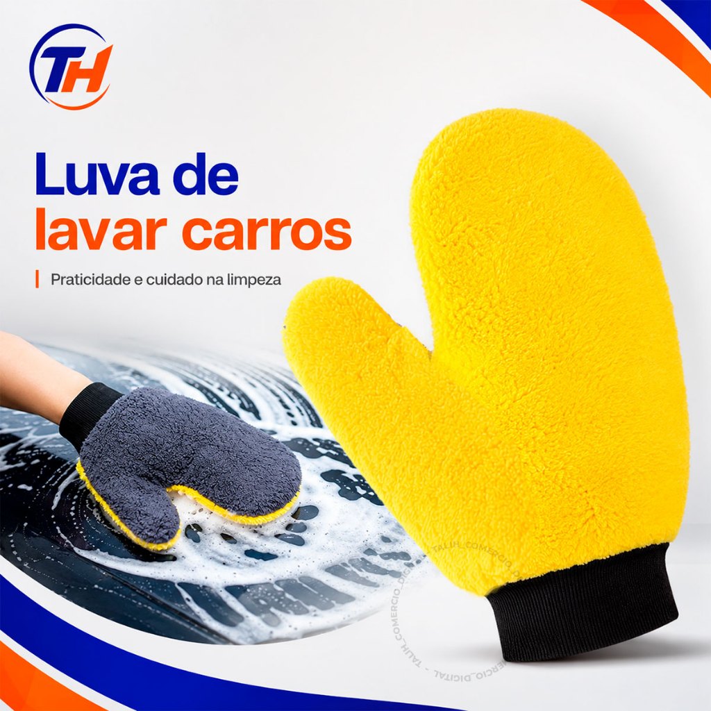 Luva Microfibra Lavagem Automotiva Acessório Limpeza Geral Veículo Carro Móveis Vidro Multiuso