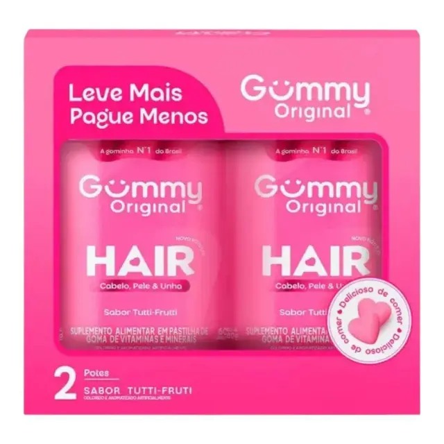 KIT 2 Gummy Hair Cabelos E Unhas Tutti-frutti - 120 Gomas ORIGINAL!
