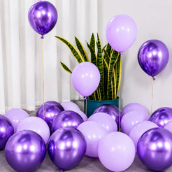Kit 50 unid Balão Bexiga Lilas 6,5 + 25 unid Violeta Metalizado 5 pol