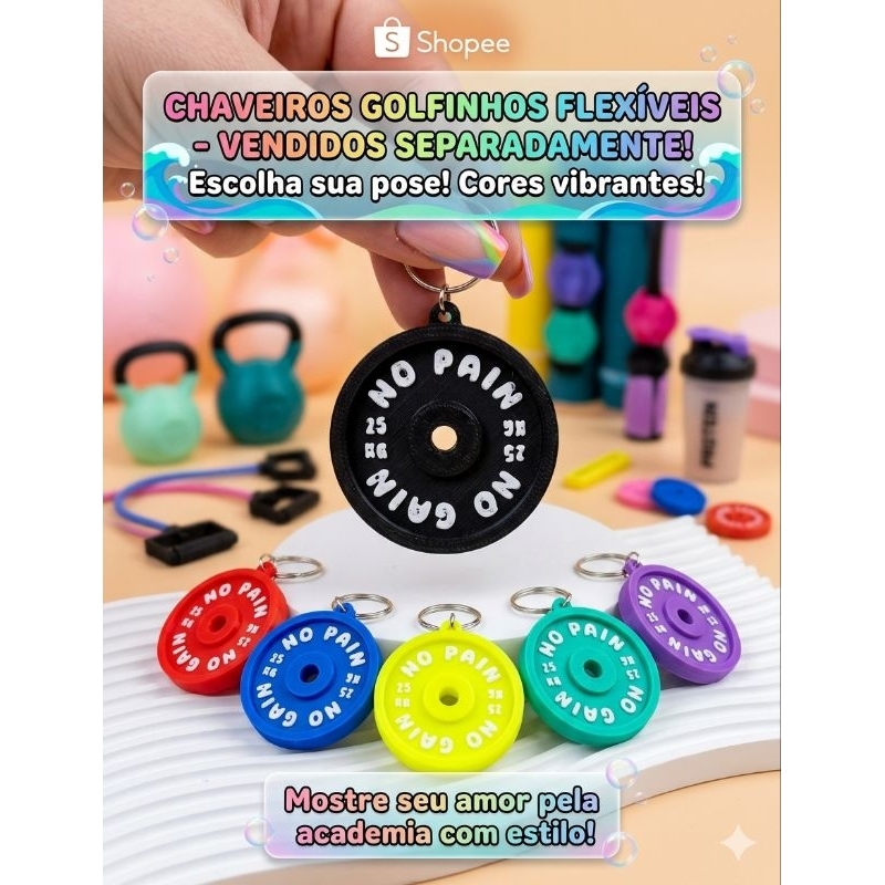 Chaveiro Anilha Academia em impressão 3D .