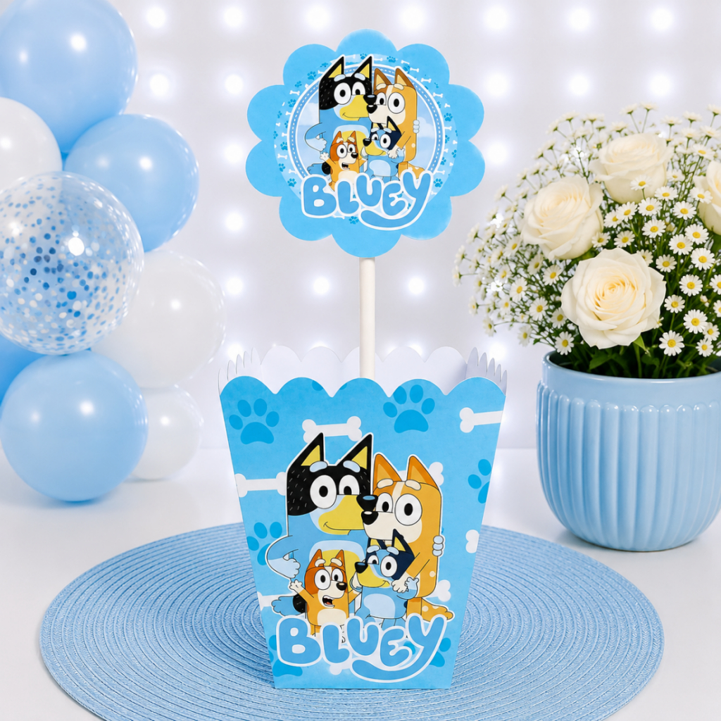 Centro de Mesa Blue e bingo Azul menino  Cachepô decoração de aniversário - Pegue e Monte