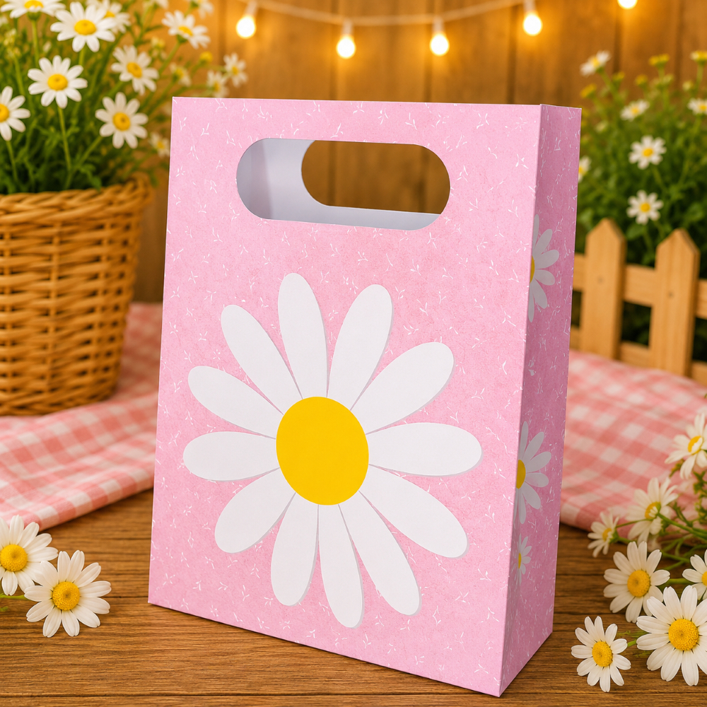 10 Sacolinhas MARGARIDAS ROSA - Sacola para lembrancinha de aniversário infantil - Pegue e Monte