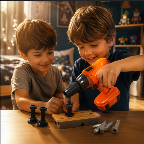 Furadeira De Brinquedo Conjunto De Ferramentas Infantil Didático Pedagógico Oficina Meninos Meninas Oficina Mecânica kid