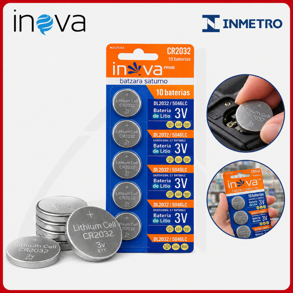 Kit 5 Unidades Bateria de Lítio 3V CR2032 Inova Prime