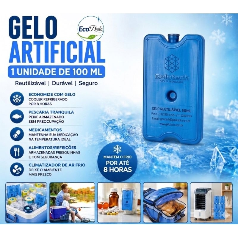 1 unidade Gelo Artificial Gelox 100 ml Gelotech para térmica isopor refrigerar