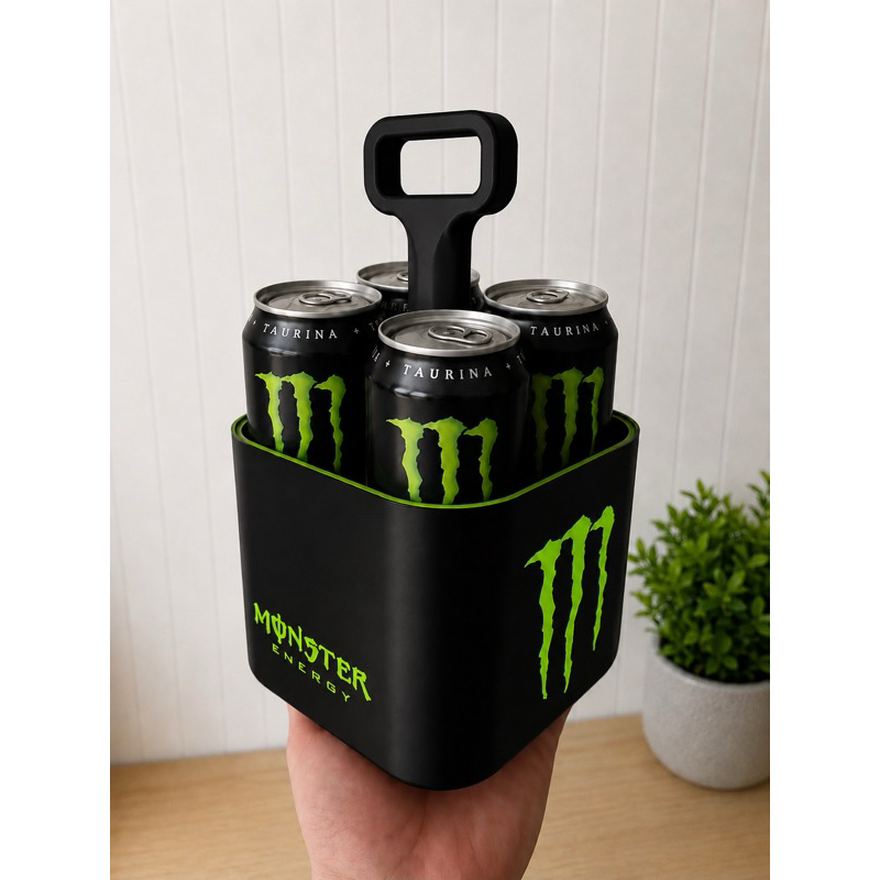 Cooler Porta Latas Monster 4 Latas 473ml | Engradado com Alça | Suporte para Energético e Cerveja