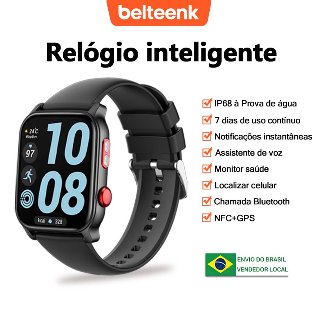 relógio smartwatch feminino masculino Belteenk Smart watch GPS/NFC Voz com AI IP68 à Prova de água movimento Saúde