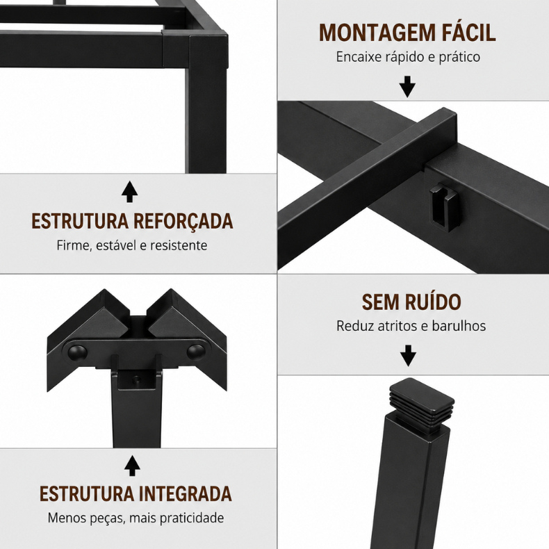 Cama Solteiro ou Casal Aço Reforçado Estrutura Metálica Suporta Até 400kg/450kg Sem Box Escolha na Variação
