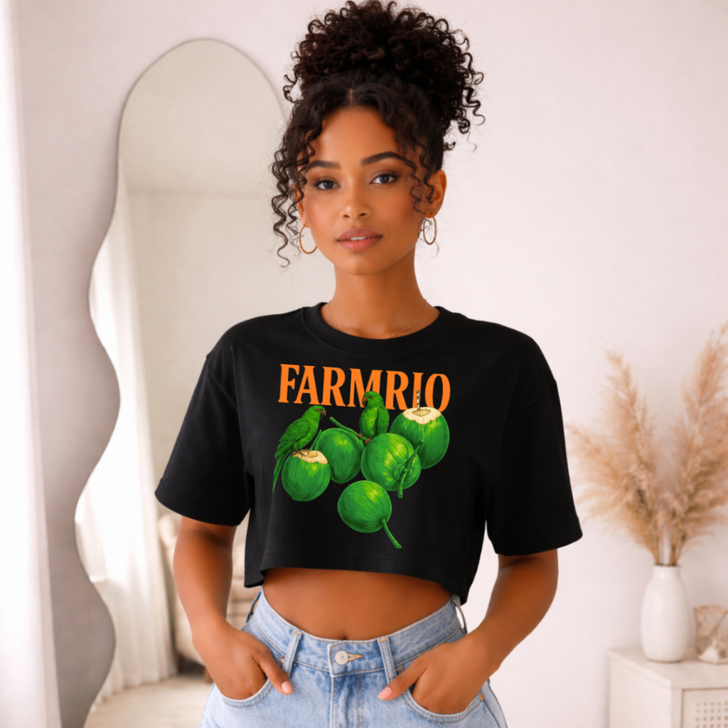 Cropped Feminino Farm Rio Coco Verde Tropical Farm 100% Algodão Casual Verão toque macio, confortável, leve, respirável,