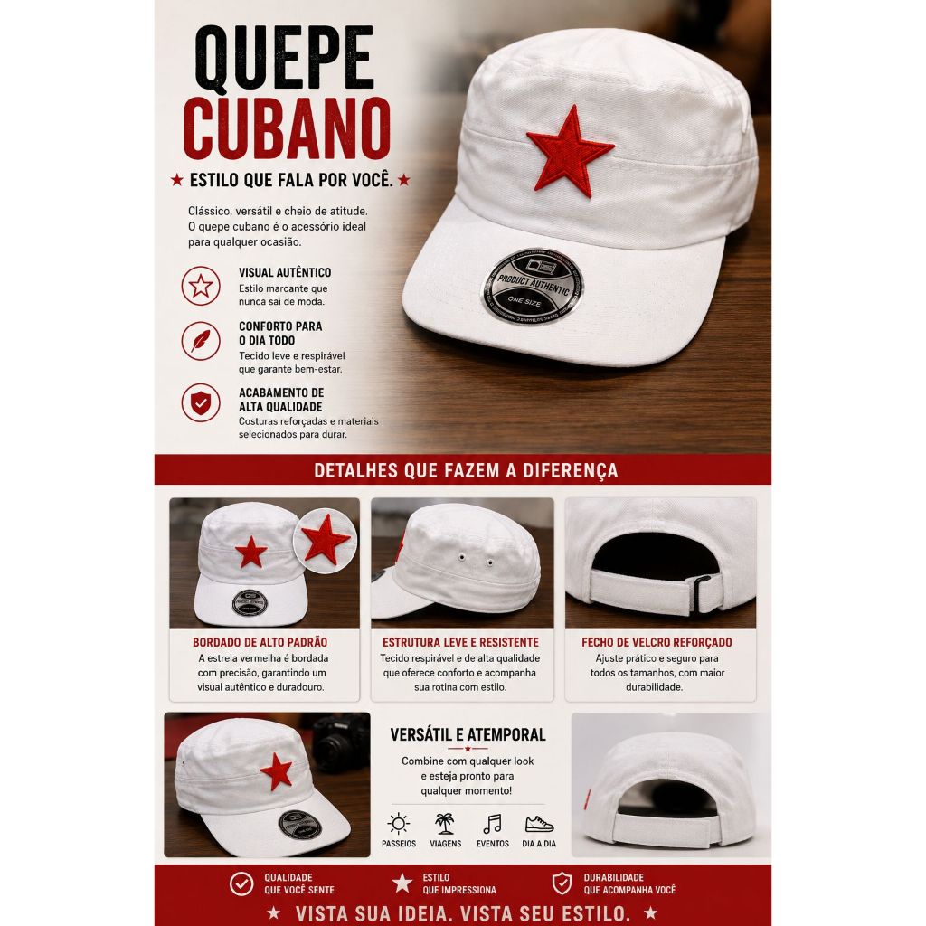 Boné Bordado - Quepe Cubano Original
