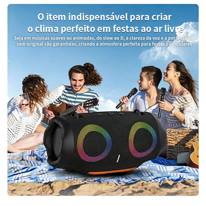 Caixa de som bluetooth tws Luz RGB Xtreme 4 Pen Drive FM Tipo-C Resistente A Água IPX6 — foto 8