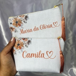Necessaire personalizada 1 unidade TERRACOTA p/ madrinhas, mãe da noiva(o), presente, casamento, lembrancinha.