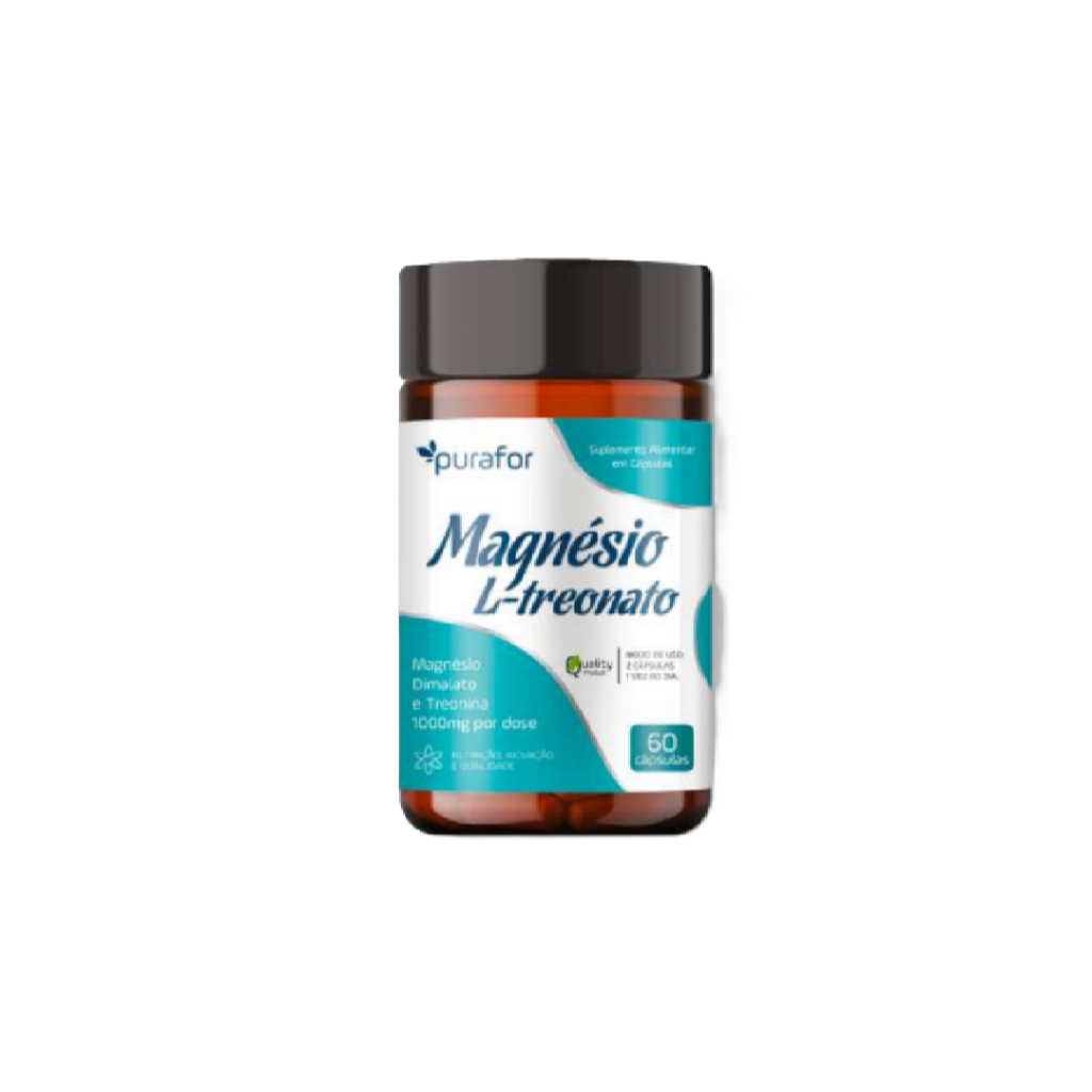 Magnésio L-Treonato Purafor 1000mg 60 Cápsulas Suplemento Alimentar Original